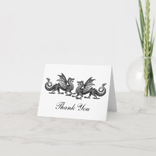 Carte de remerciements élégant argenté de dragons