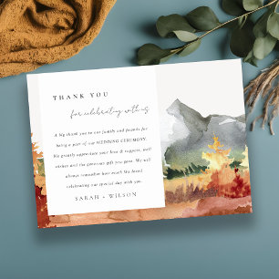 Carte De Remerciements Elégant automne rouille Orange Mountain Trees Mari