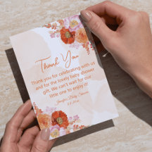 élégant baby shower aquarelle orangé