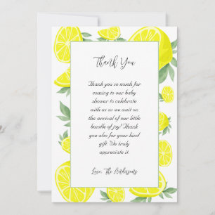 Carte De Remerciements Élégant Baby shower aux citrons