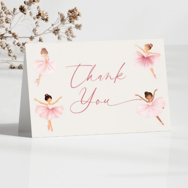 Carte De Remerciements Élégant Baby shower de ballet rose Ballerina (Créateur téléchargé)