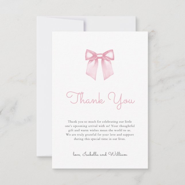 Carte De Remerciements Élégant Baby shower de cabot rose pâle (Devant)