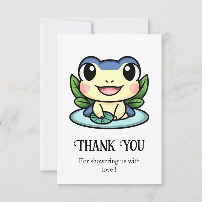 Carte De Remerciements Élégant Baby shower de grenouille magique (Devant)