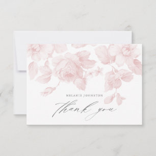 Carte De Remerciements Élégant Baby shower Floral Script rose