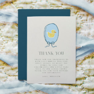 Carte De Remerciements Élégant Baby shower plat en caoutchouc
