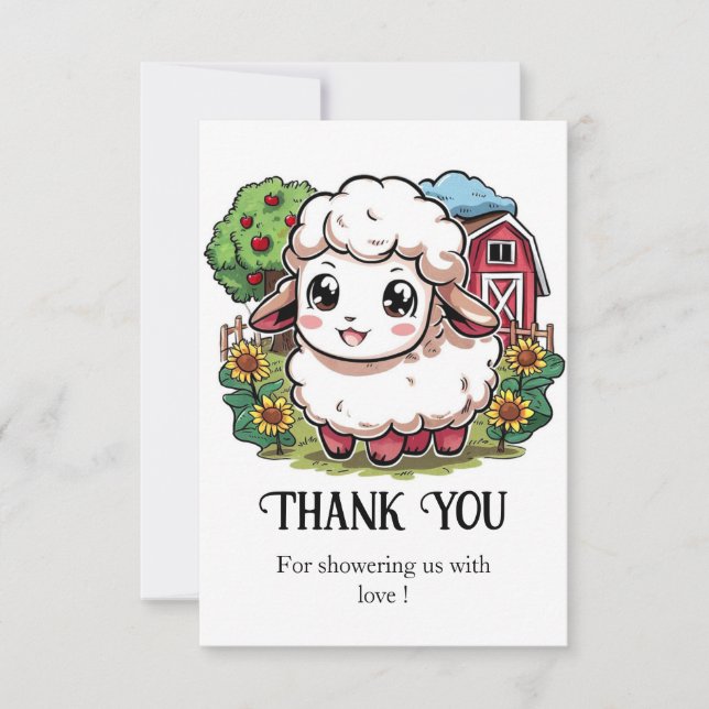 Carte De Remerciements Élégant Baby shower simple de mouton (Devant)