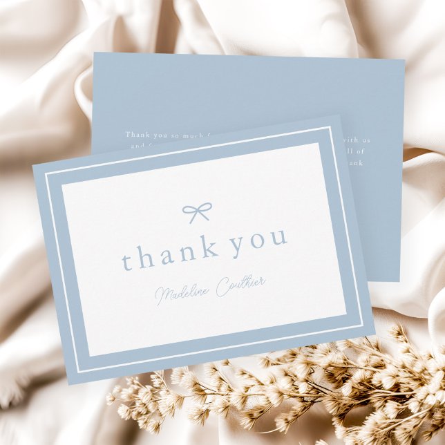 Carte De Remerciements Elégant Baby shower simple Dusty Blue Boys (Simple boy dusty blue boys baby shower thank you cards.)