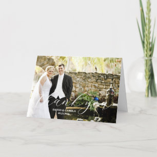 Carte De Remerciements Elegant Beatrice Script Mariage photo