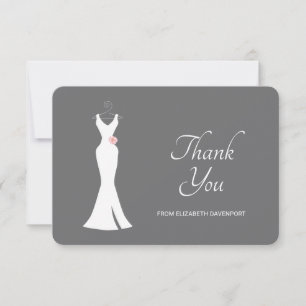 Carte De Remerciements Elégant blanc sur gris - Élégant simple nuptiale