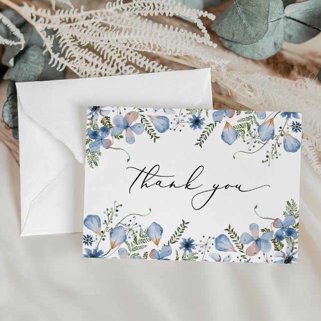 Carte De Remerciements Elégant bleu azur Mariage d'aquarelle (Créateur téléchargé)