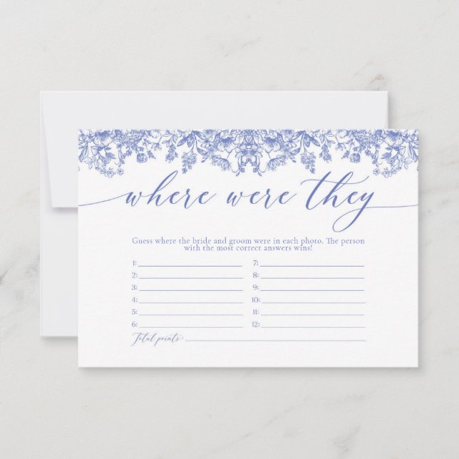 Carte De Remerciements Elégant bleu bleu floral où ils ont joué (Devant)