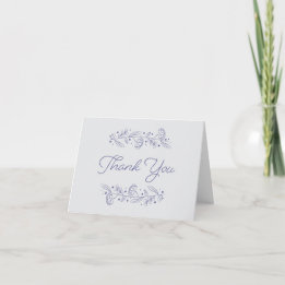 Carte De Remerciements Elegant Blue Hand Drawn Floral Vines