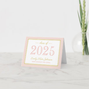 Carte De Remerciements Élégant Blush et Gold Custom 2024 Graduation