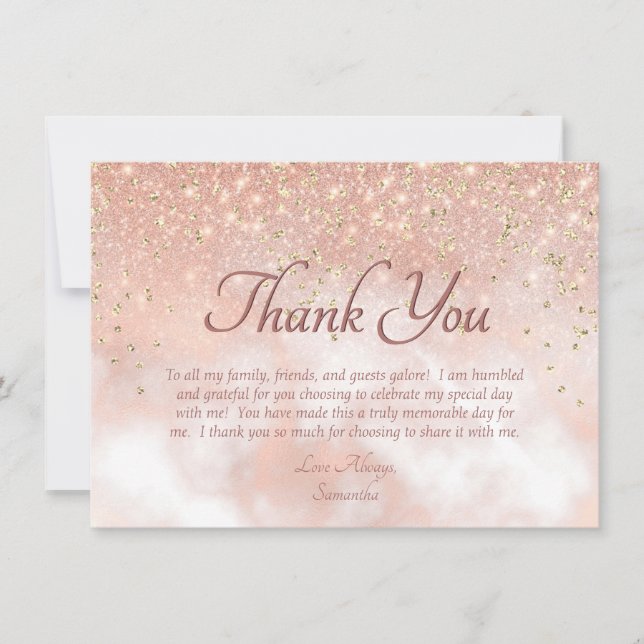 Carte De Remerciements Élégant Blush Parties scintillant rose Étincelle S (Devant)
