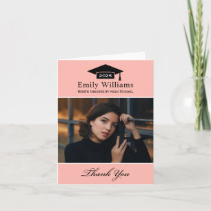 Carte De Remerciements Elegant Blush Photo personnalisée Graduation
