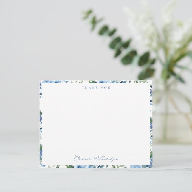 Carte De Remerciements Élégant Bohème Bleu Clair Aquarelle Brunch Bubbly (Debout devant)
