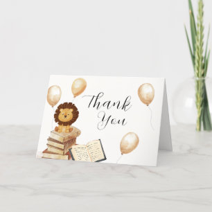 Carte De Remerciements Elégant Boho Nouveau Chapitre Baby shower Lion Bal