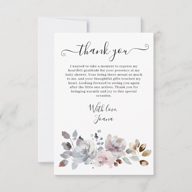 Carte De Remerciements Elégant Boho Pastel Floral Baby shower (Devant)