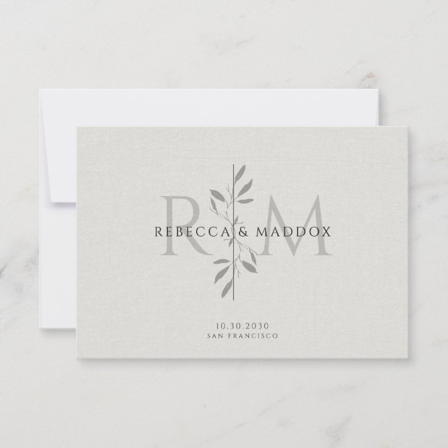Carte De Remerciements Elegant Botanical Monogram Wedding (Devant)