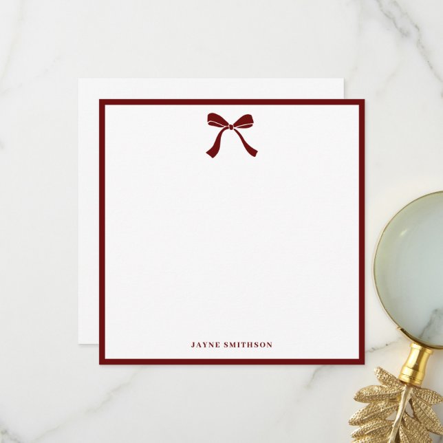Carte De Remerciements Élégant Bow papier à lettres personnalisé (Devant/Arrière en situation)