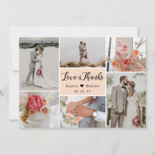 Carte De Remerciements Elegant Chic 6 Photo Collage Mariage
