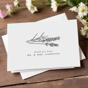 Carte De Remerciements Elegant Chic Boho Fleur sauvage Mariage