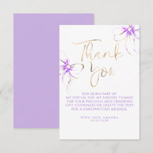 Carte De Remerciements Élégant Chic Nœud Violet Remerciement pour Mariage