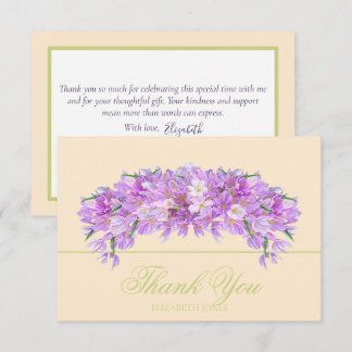Carte De Remerciements Elegant Chic Purple Crocus Bridal Shower Thank You