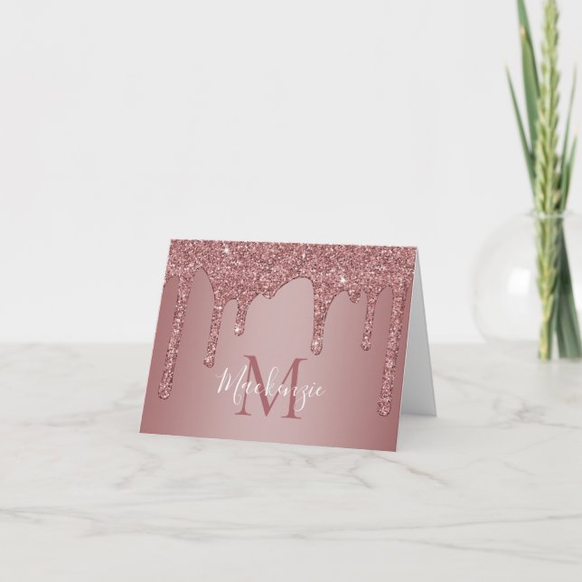 Carte De Remerciements Élégant Chic Rose Gold Parties scintillant de gout (Devant)