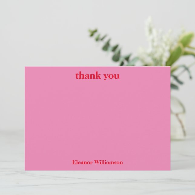 Carte De Remerciements Élégant Chic Rose Rouge Mariage Personnalisé (Debout devant)
