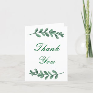 Carte De Remerciements Elégant classique Aquarelle Feuille vert