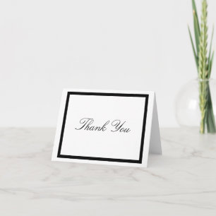 Carte De Remerciements Élégant Classique Simple Bordure Noir Blanc Occasi