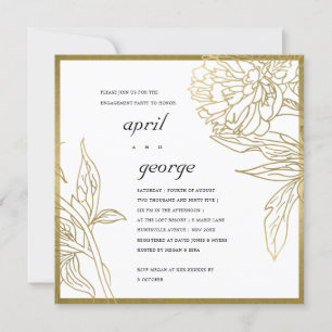 CARTE DE REMERCIEMENTS ELEGANT CLASSY GOLD FOIL FLORAL FIANÇAILLES INVITA