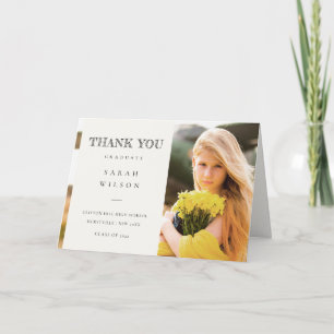 Carte De Remerciements Élégant Clean Chic Minimal Clean Photo Graduation