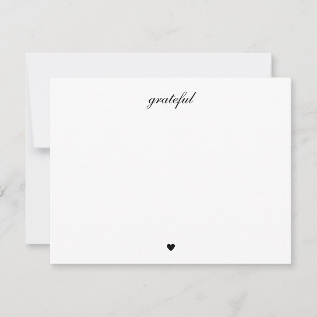Carte De Remerciements Élégant Coeur Grateful Simple Script Vieux argent (Devant)