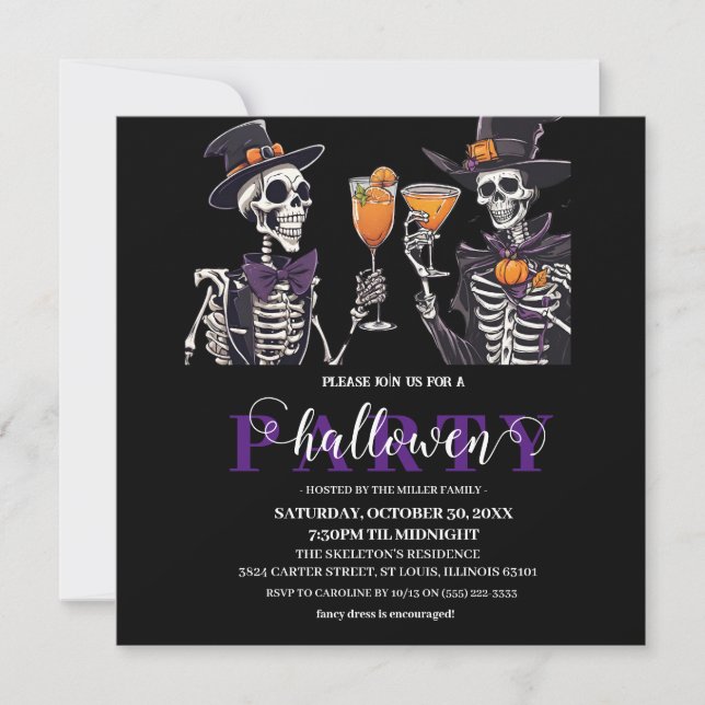 Carte De Remerciements Elégant crâne floral Adulte Halloween Party Invita (Devant)
