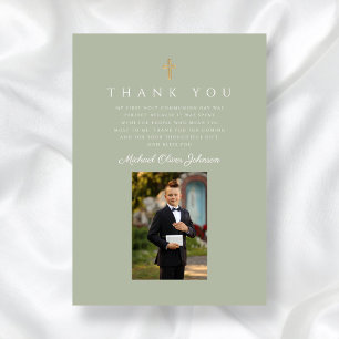 Carte De Remerciements Elégant Cross Boy First Communion