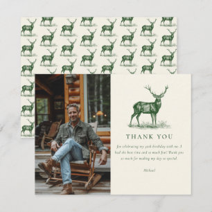 Carte De Remerciements Elégant Deer Hunter Green Anniversaire