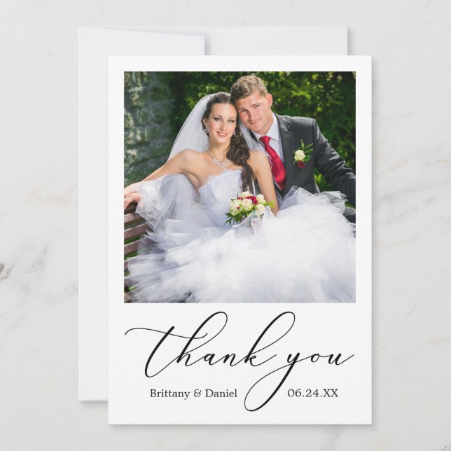 Carte De Remerciements Élégant Delicate Calligraphie Script Mariage photo (Devant)