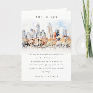 Carte De Remerciements Elégant Denver Colorado Skyline Watercolor Mariage