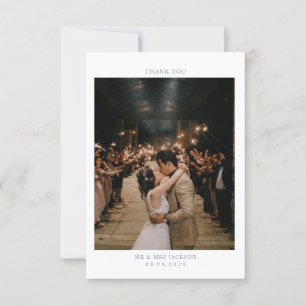 Carte De Remerciements Elégant Dusty Blue coeur simple avec Mariage photo