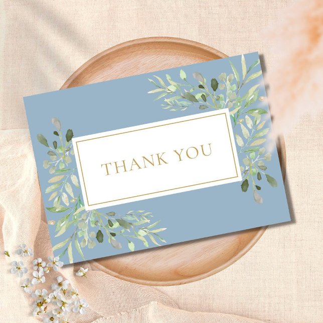 Carte De Remerciements Elégant Dusty Blue Greenerm Baptême Christening (Créateur téléchargé)