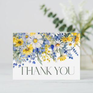 Carte De Remerciements Elégant Dusty Fleur sauvage Jaune Boho Mariage