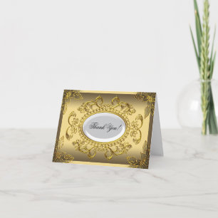 Carte de remerciements Elegant Elite Gold Damask
