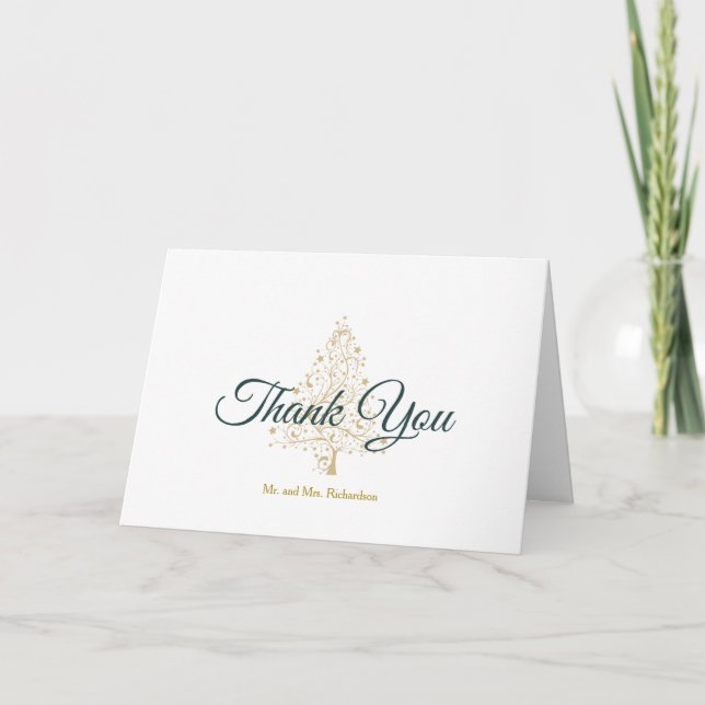 Carte De Remerciements Élégant Emerald Green Gold Mariage (Devant)