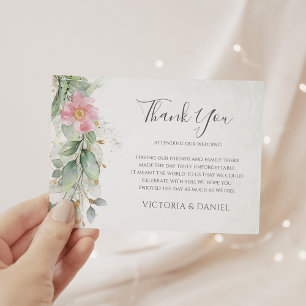Carte De Remerciements Elégant Eucalyptus Feuille Mariage or vert