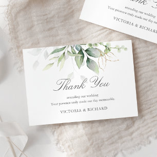Carte De Remerciements Elégant Eucalyptus Feuille Mariage or vert