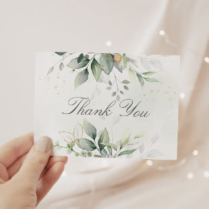 Carte De Remerciements Elégant Eucalyptus Feuille Mariage or vert