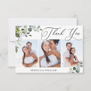 Carte De Remerciements Elégant Eucalyptus Green 3 Mariage PHOTO