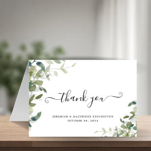 Carte De Remerciements Élégant Eucalyptus Mariage de script de verdure